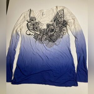 MOSSIMO L/S COTTON TEE ROUCHED SIDES AND NECK SIZE M